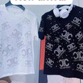 Trendy embellished tees in classic black & white!