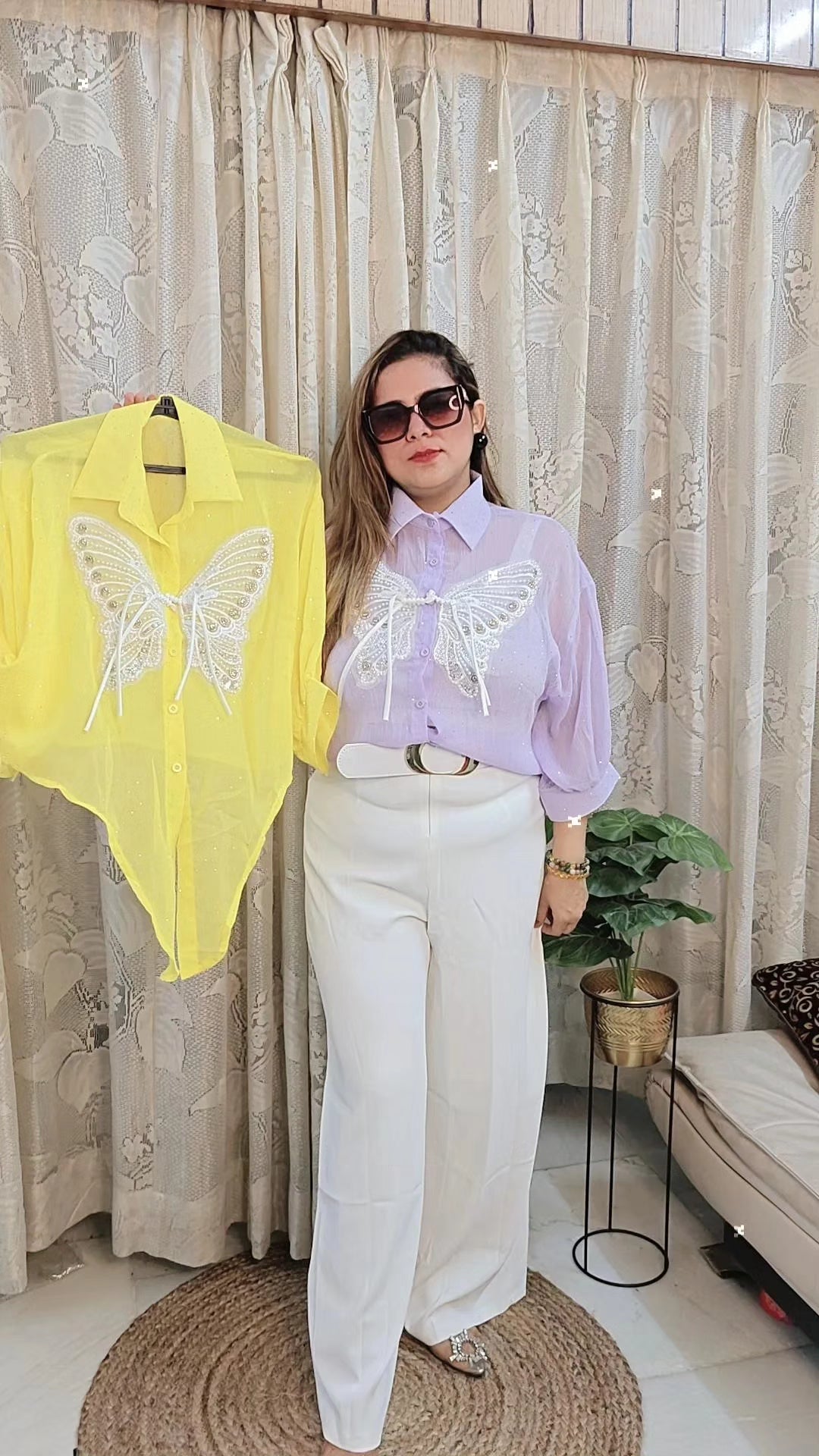 Premium sheer butterfly shirt