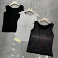 Striped Sensation: Black and White Spider Sando Top - Black/White/Silver