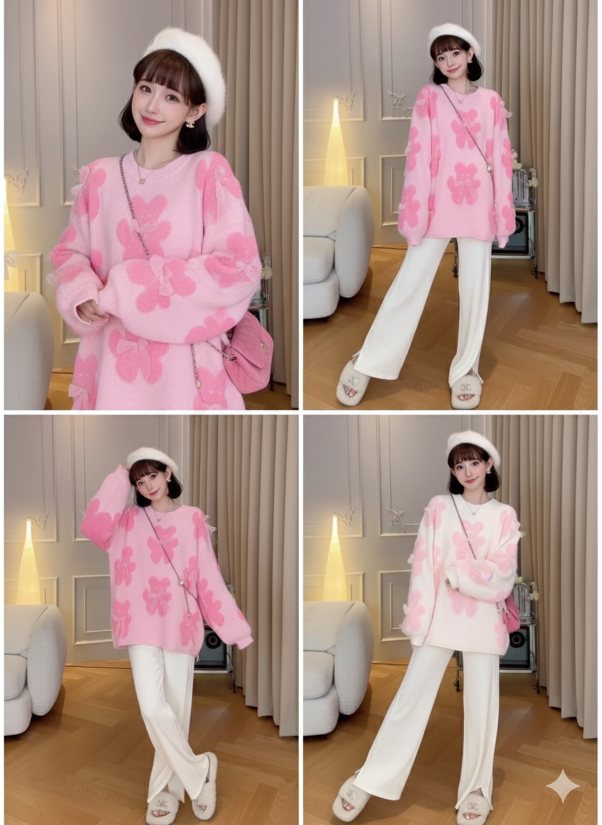 Blossom Puff Winter Knit Pullover