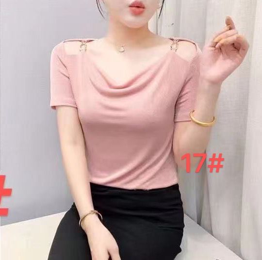 Off shoulder metal ring top available in three color