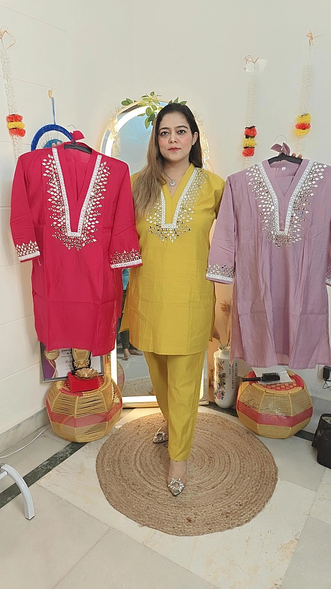 Festive Stunning real mirror work cordset