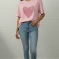 Women pearl heart tshirt top