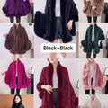 Luxurious and cozy—this fur-trimmed sequin cape
