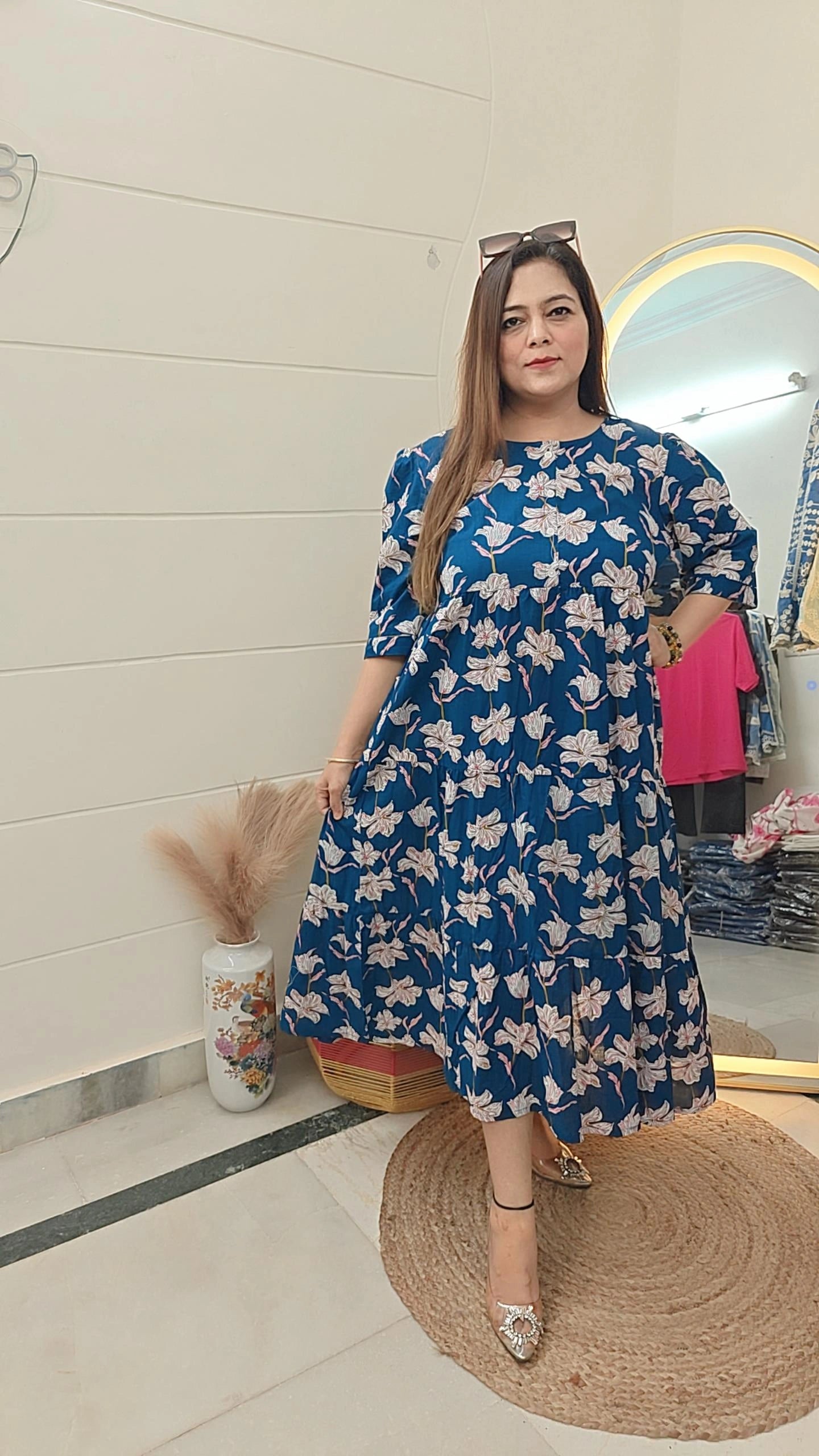 Cotton floral A line dress