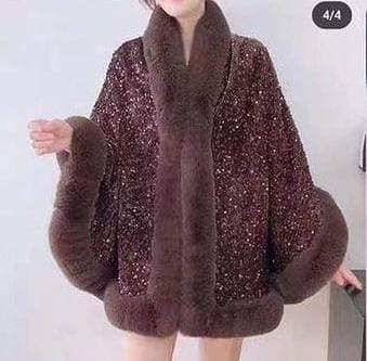 Fur Sequence Party wear Stole/ponchun/ cape