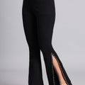 "Black Studded Slit Pants"