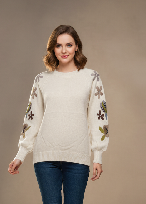 Soft, stylish and beautifully embroidered Winter top”