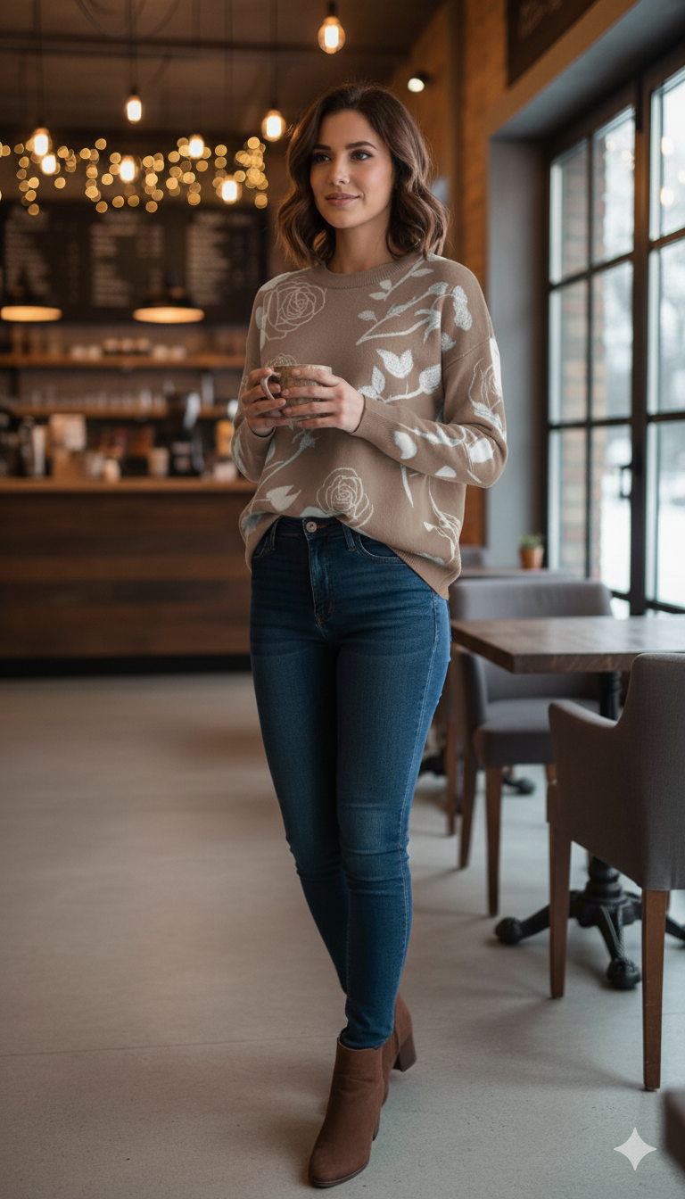 Floral Winter Style Pullover