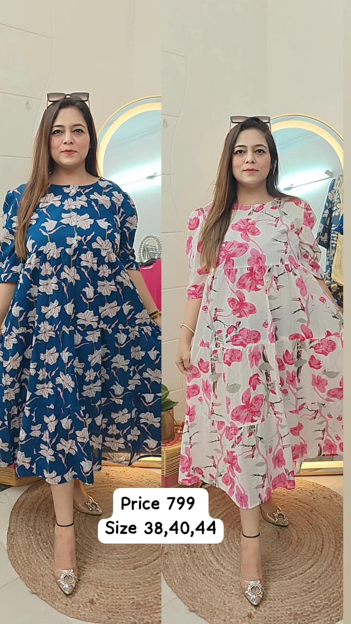 Cotton floral A line dress