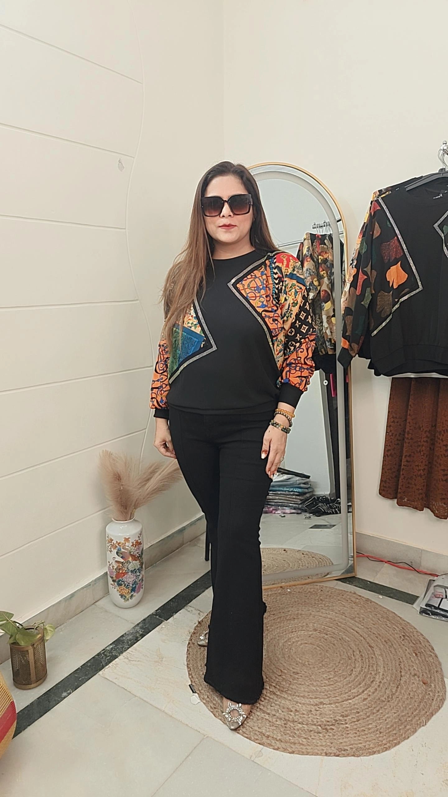 Statement sleeves multi coloured tops