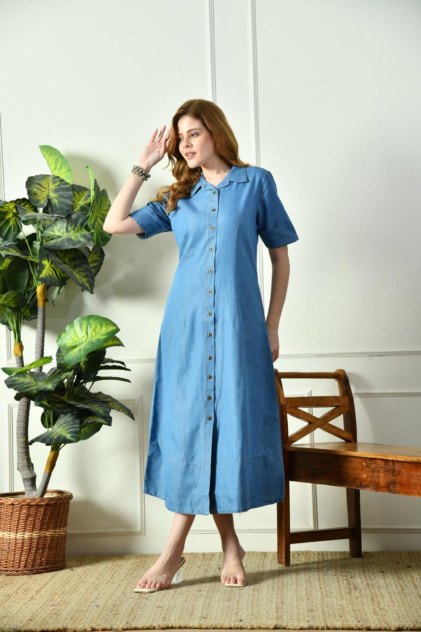 Classic Denim Shirt Dress big size – Fashion Bliss by Rashmi