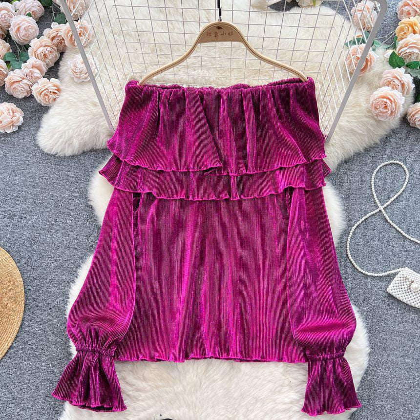 Metallic pleated top