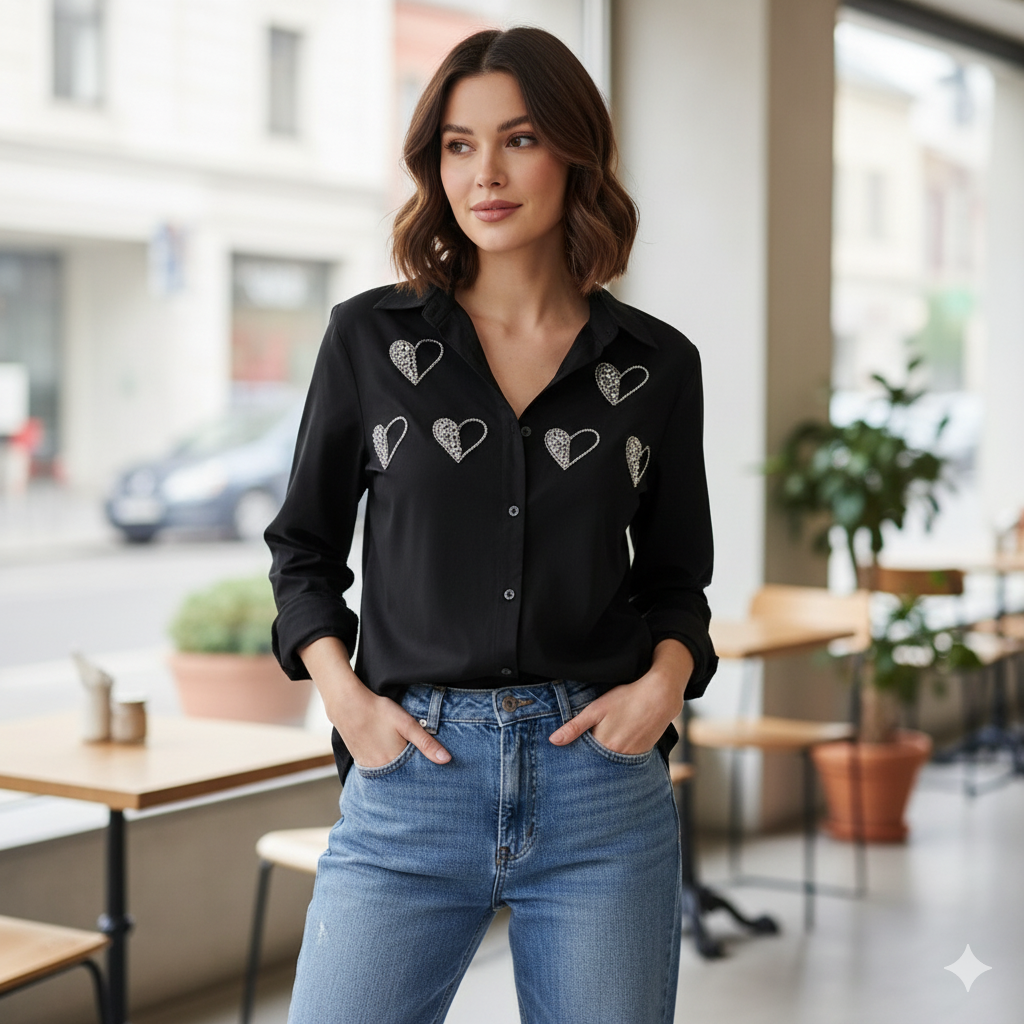 Statement Shirts with a Heart of Bling