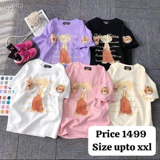 Cute Teddy Printed Oversized Tees