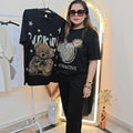 Cotton rhinestone tshirt long top