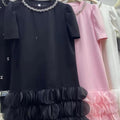 Designer neck work frill dress