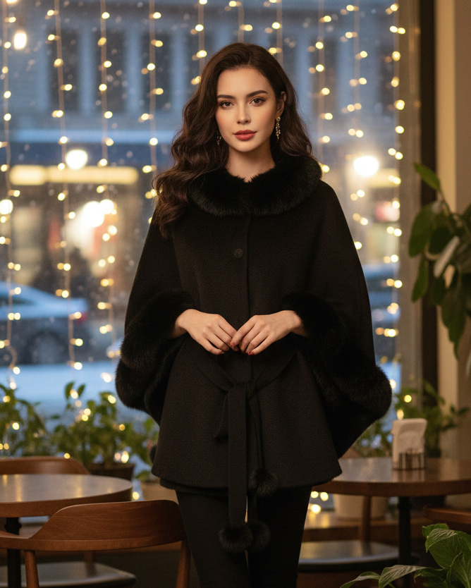Luxury Fur-Collar Poncho Collection for Winter”