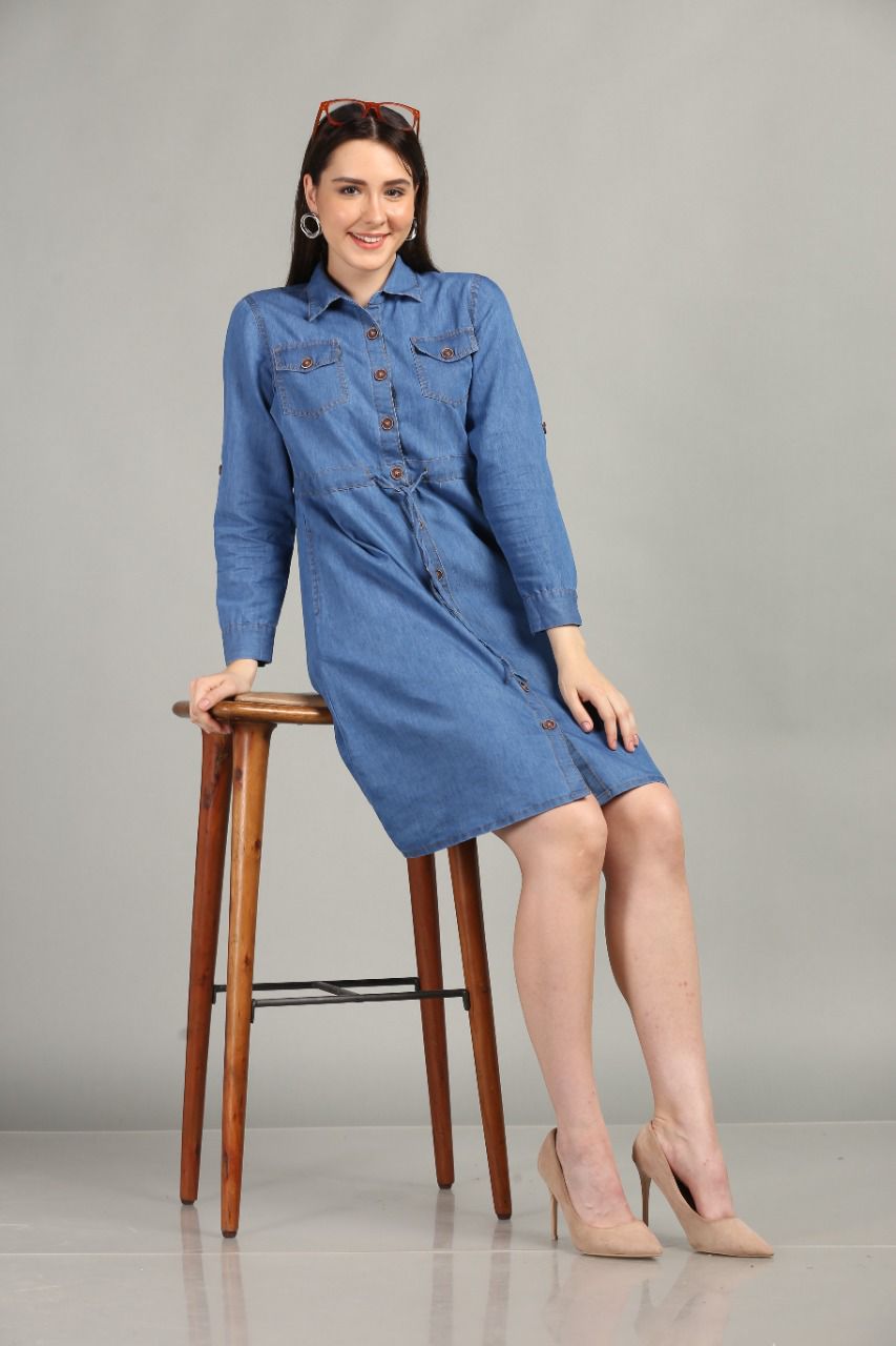 Denim Diva Shirt Dress – Available in Two Chic Shades"