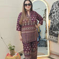 "Boho Bloom Kurta-Pant Set in Deep Wine"