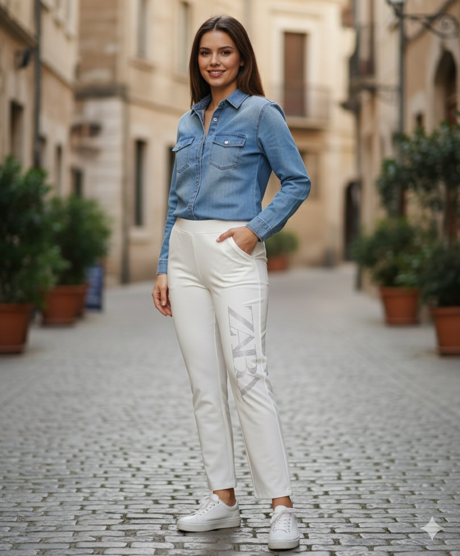 Women high waist straight pant