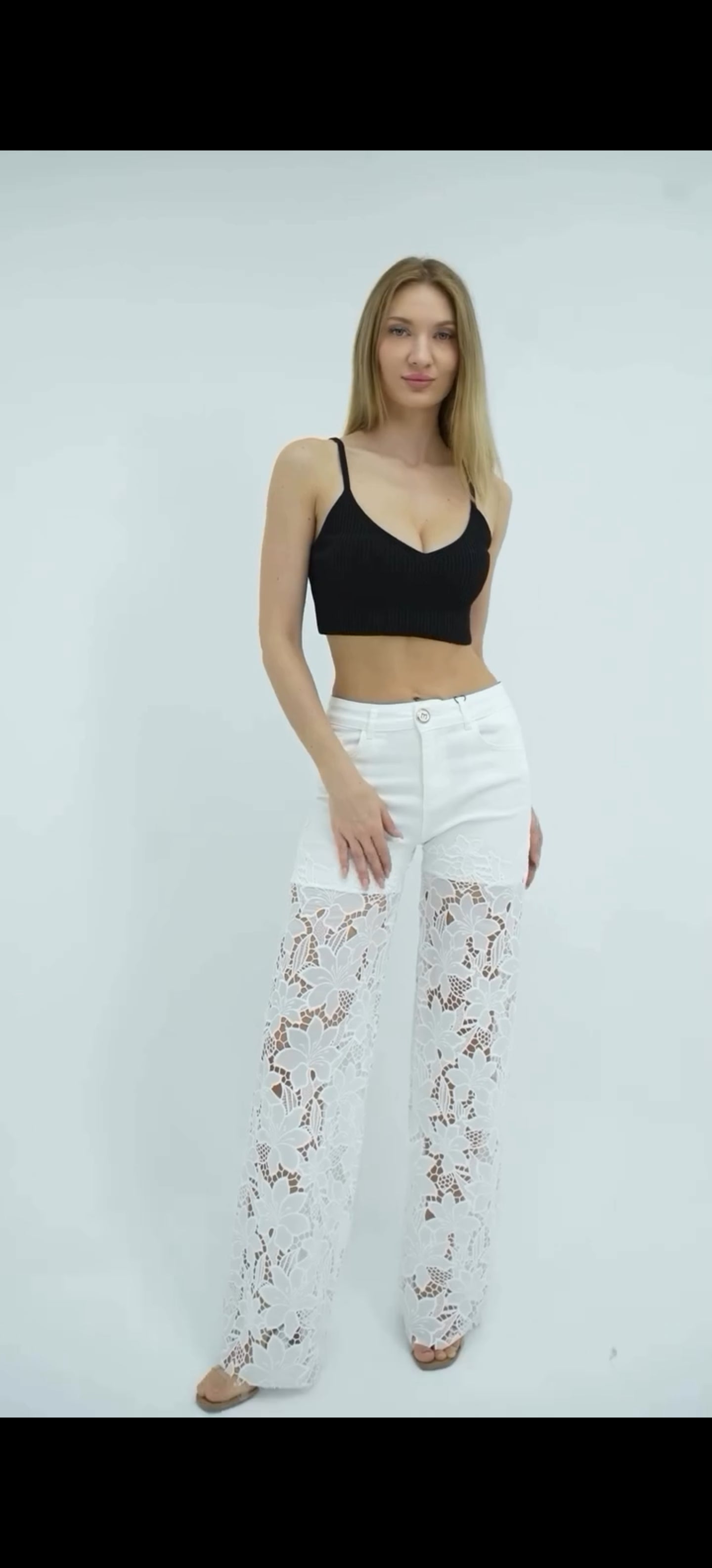 New arrival Lace denim white