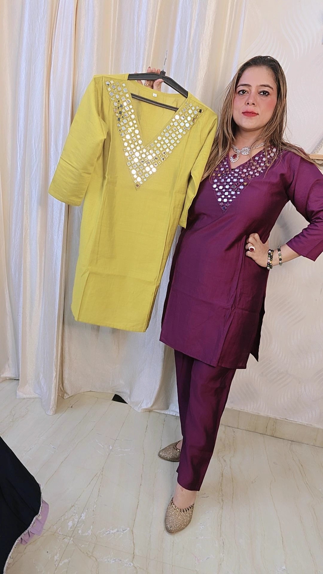 Festive cordsets with real mirror work