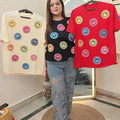 "Beaded Smiley Vibes Tees"