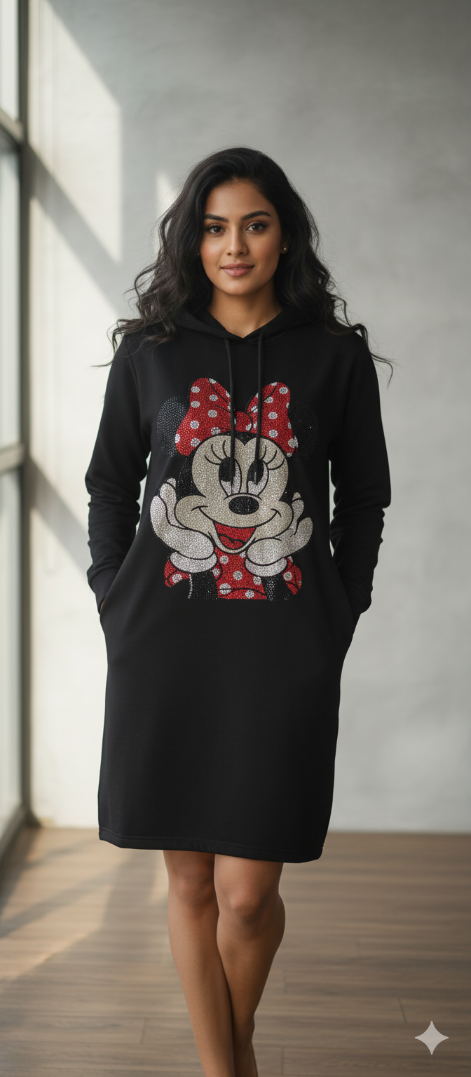 Winter hooded Mickey sweater dress