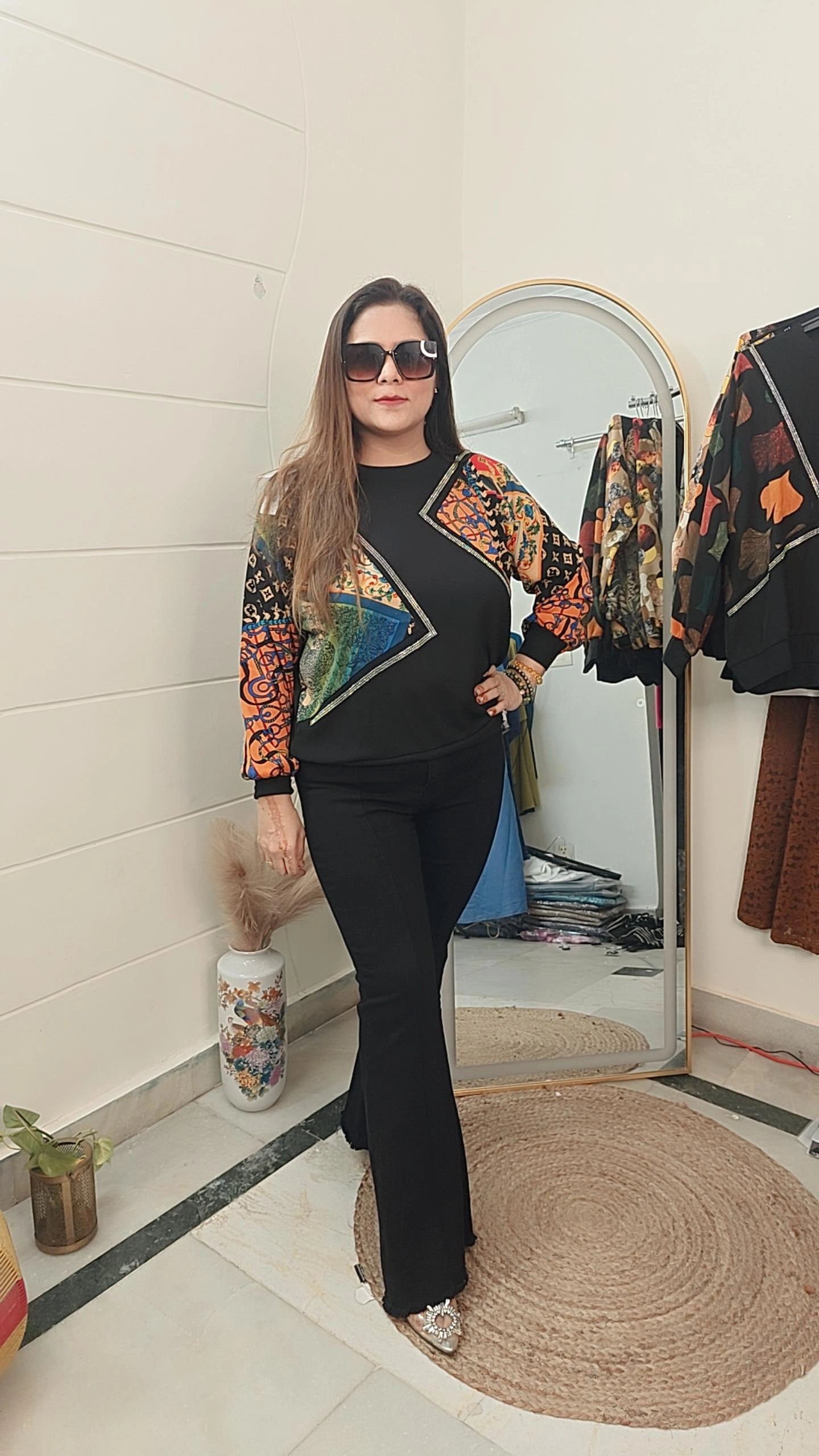 Statement sleeves multi coloured tops