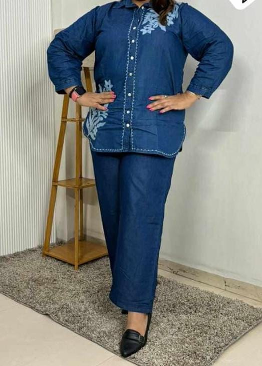 Denim embroidery cordsets