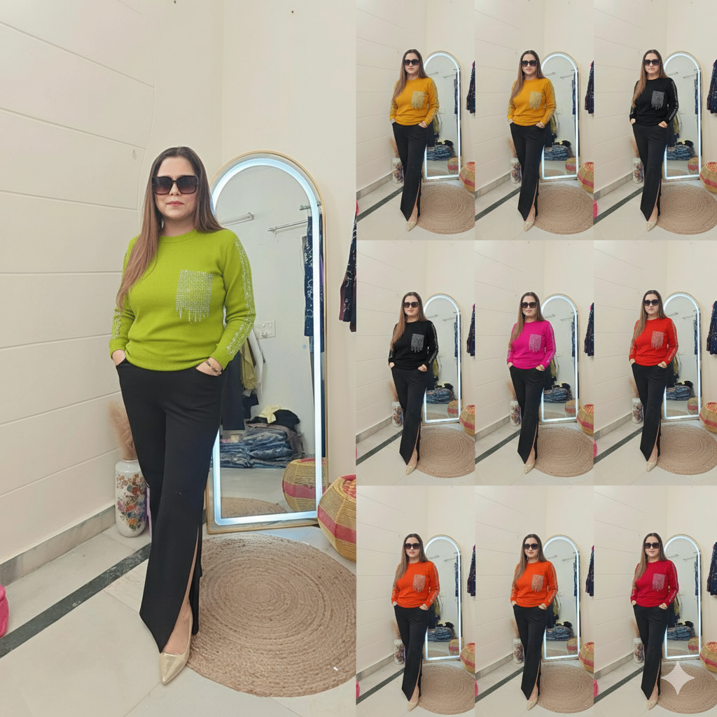 Embellished knitted statement top perfect for party look ..