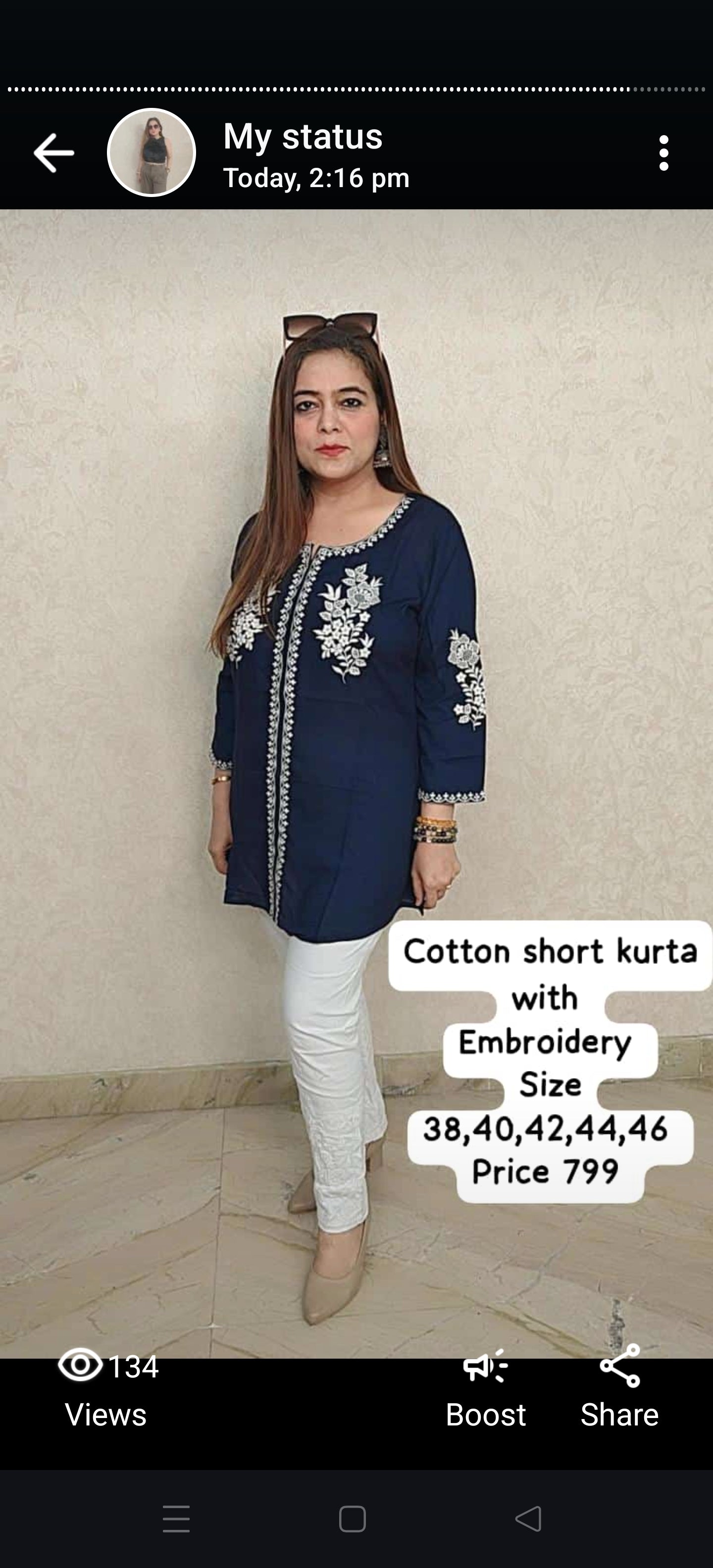 Navy Blue Floral Embroidered Kurti - Effortless Style for Every Occasion