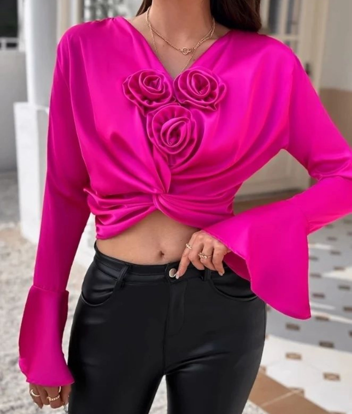 "Midnight Rose Satin Top"