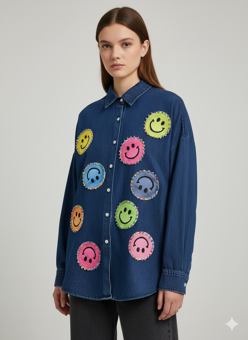 Luxe denim oversized shirts