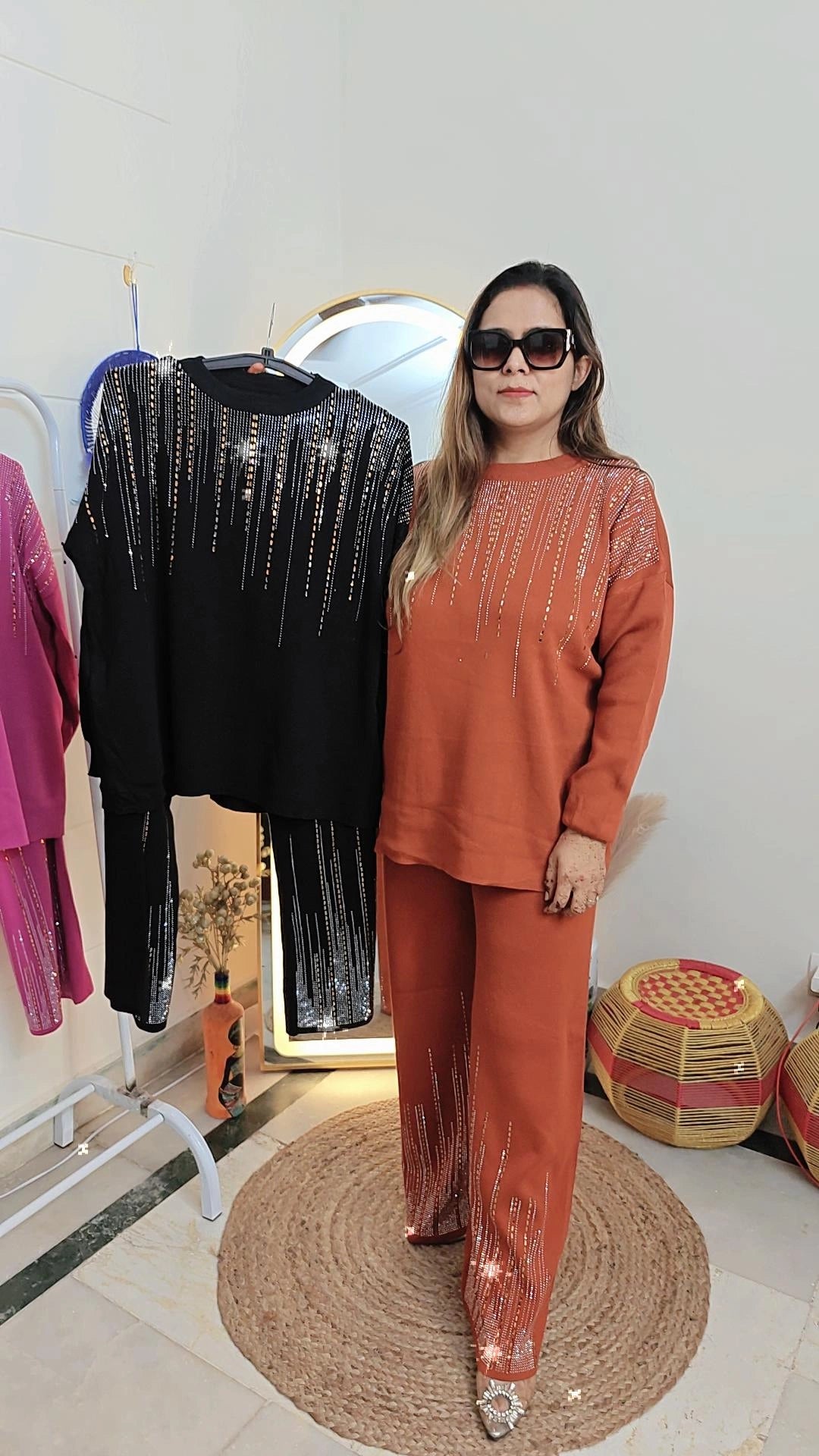 Women party wear diamond work cordset free size