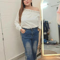 Crystal Neckline Off-Shoulder Style top