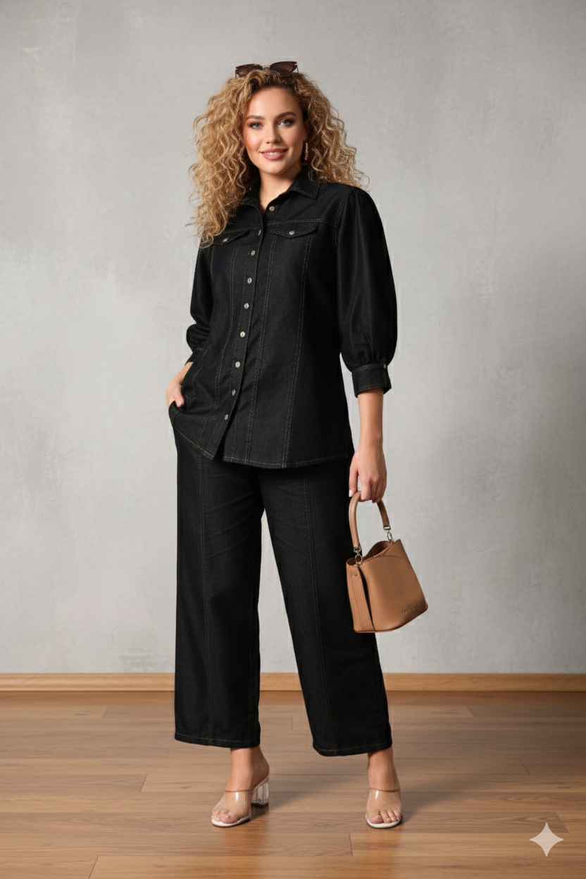 Bold in Black:The Ultimate Denim Coord Set