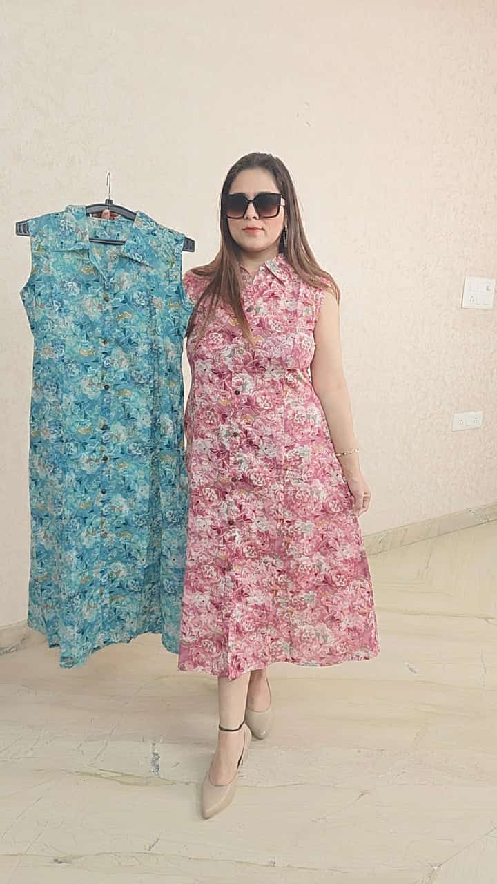 Summer pink floral A line tunic