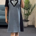 Denim Love Heart Zip Dress"