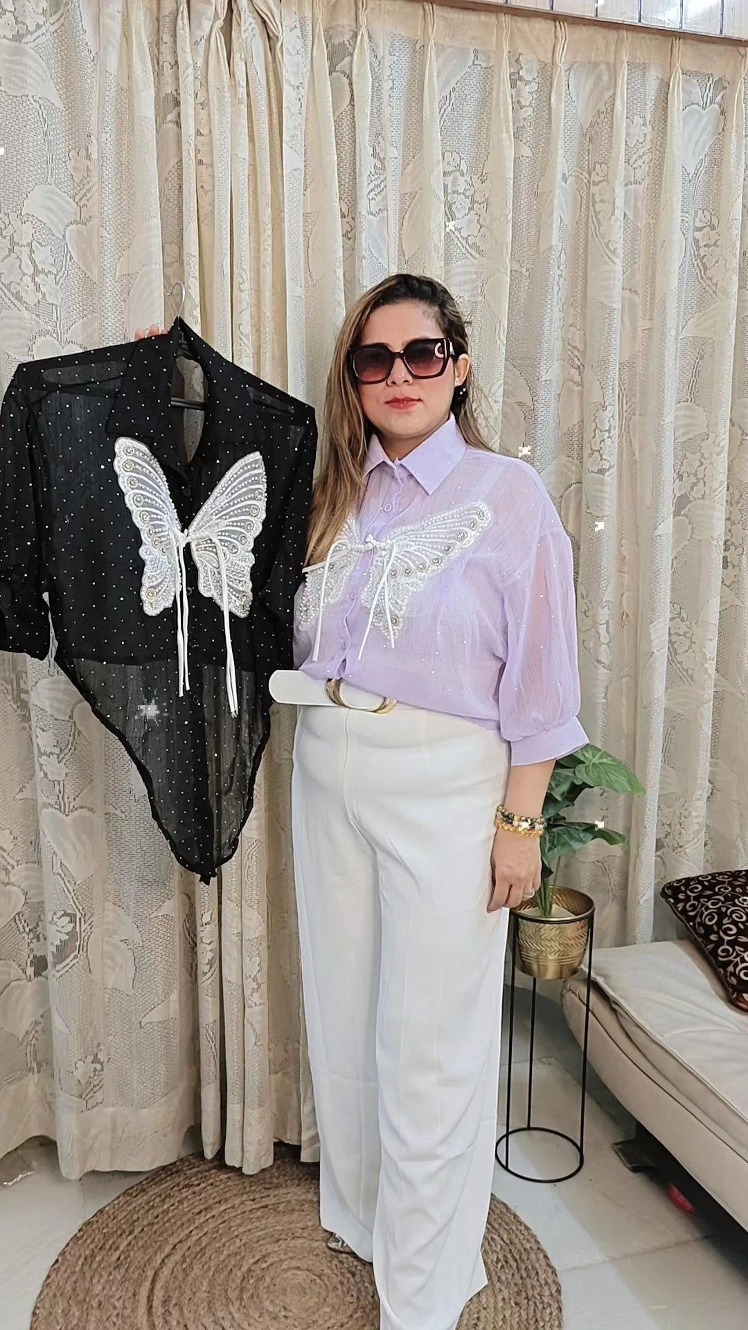 Premium sheer butterfly shirt