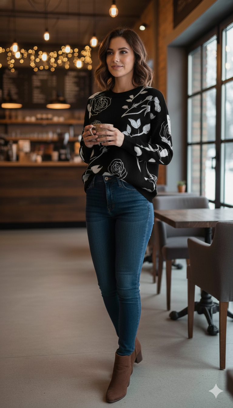 Floral Winter Style Pullover