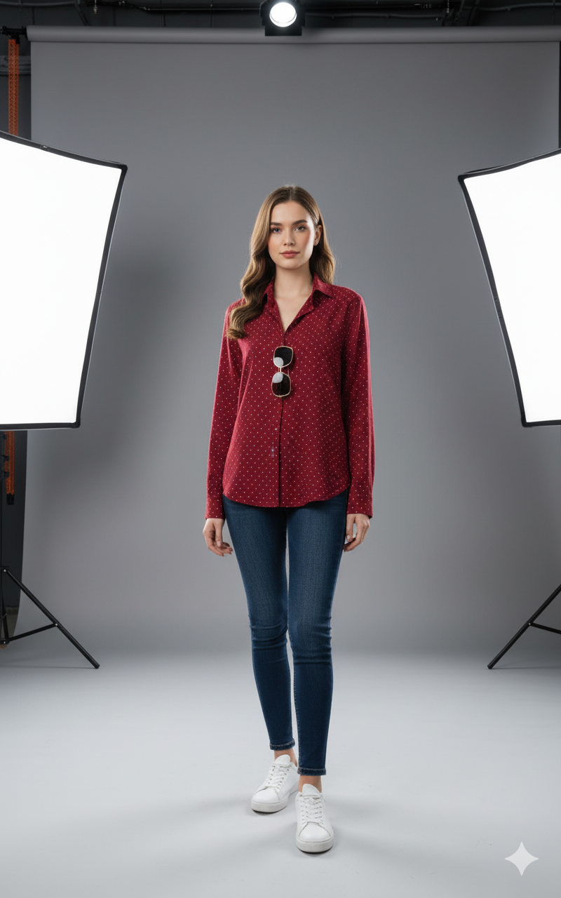 Classic cotton Polka Dot Oversized Shirt