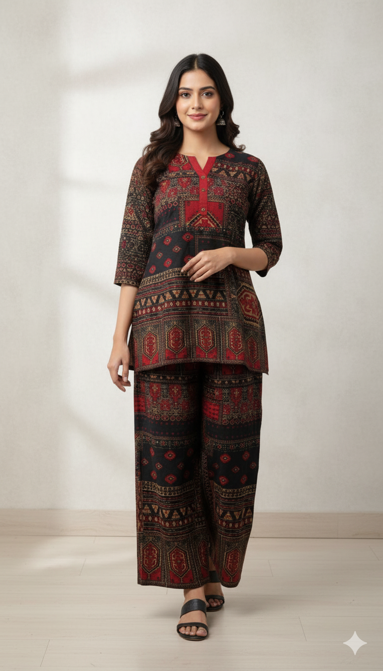 "Fusion Folk Printed Co-ord Set"