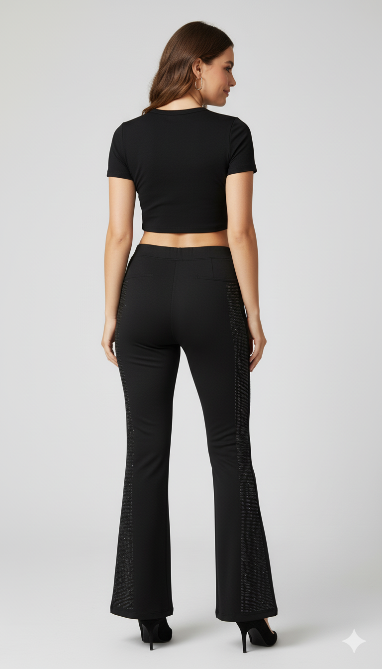 Women stylish high waist bellbottom pant with work