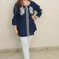 Navy Blue Floral Embroidered Kurti - Effortless Style for Every Occasion