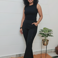 Black Glam Flared front cut Pants with Side Shimmer Detail