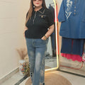 Chain Detail Ribbed Zip-Up Tops