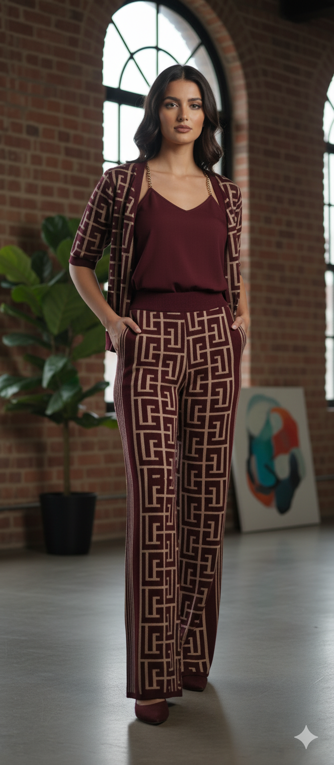 Statement Print 3 pcs Winter co-ord Set