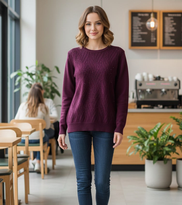 Ribbed Texture Soft Knit Sweater